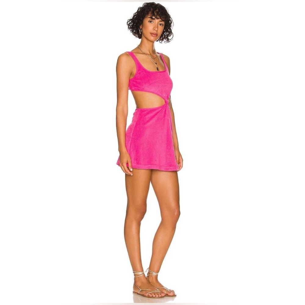 NWOT SOLID & STRIPED terry Hot Pink Cutout Women's Swim Dress